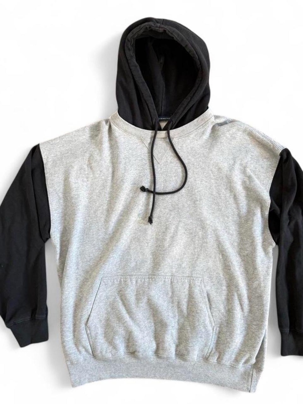 Brandy Melville Colorblock Christy Oversized Hoodie Navy Blue and Heather Gray